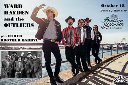 Image of Ward Hayden and the Outliers promoting their show at Boston Harbor Distillery on Oct. 18