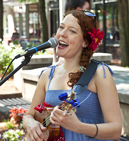 The Girl with the Uke on The Burren Back Patio!